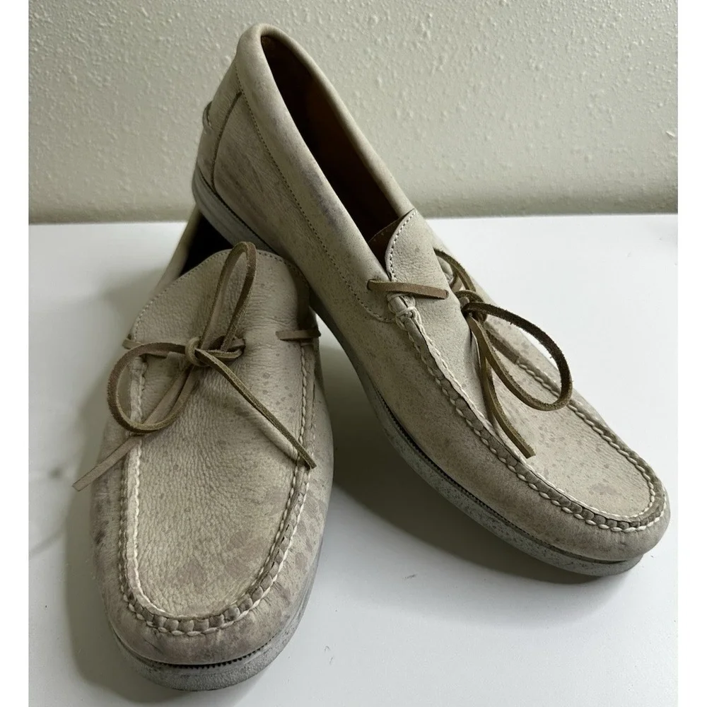 Peter Millar Men's Shoes Sz 11 1/2 M Tan Leather Boat Slip On DISTRESSED AS IS